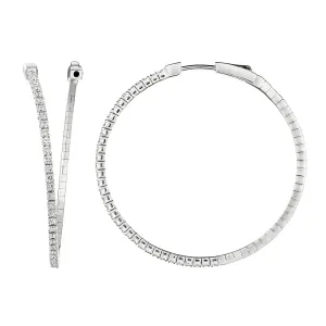 1.00 Carat Natural Diamond Hoop Flexible Earrings G-H SI 14K White Gold
