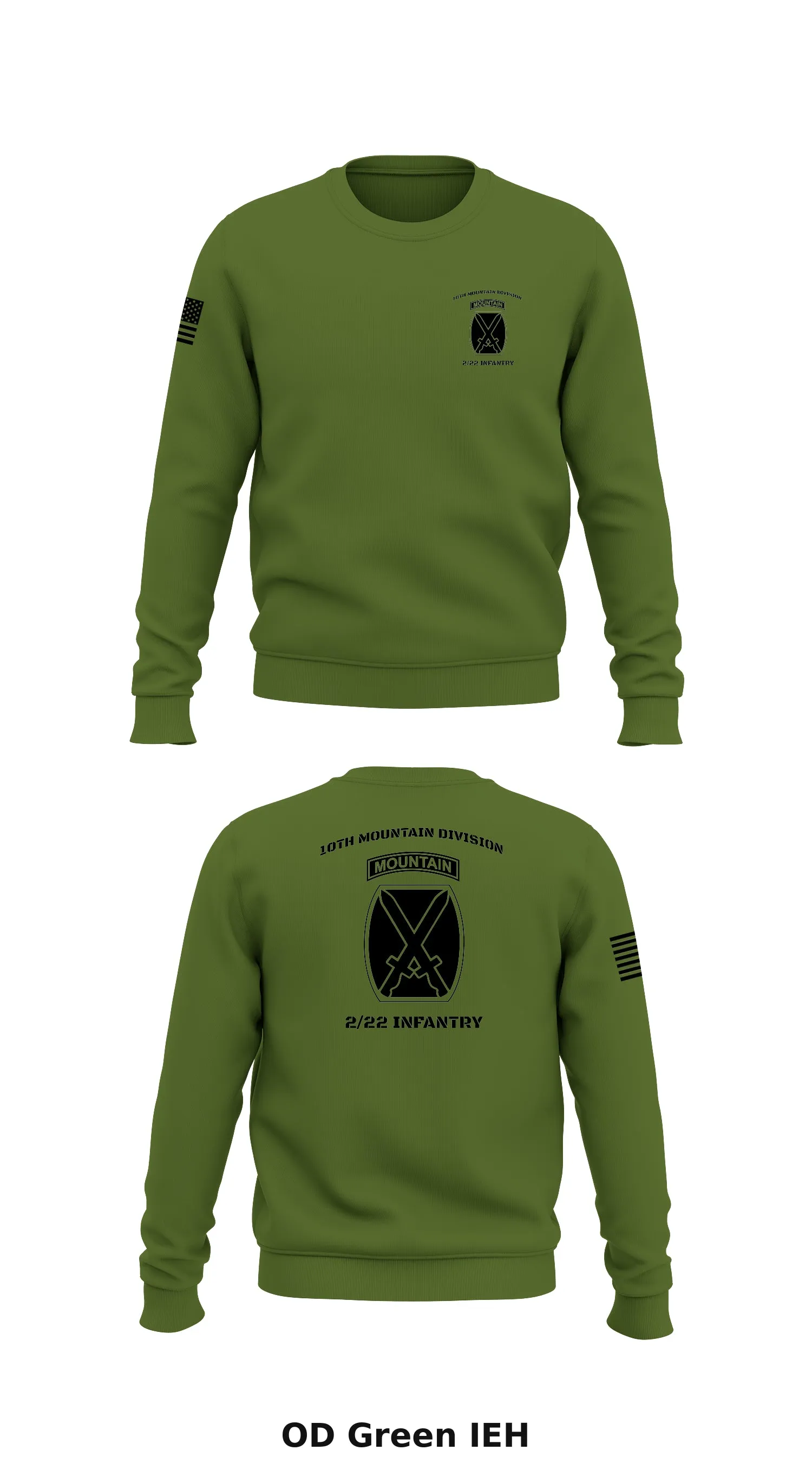10th mountain division, 2/22 infantry Store 1 Core Men's Crewneck Performance Sweatshirt - IEH