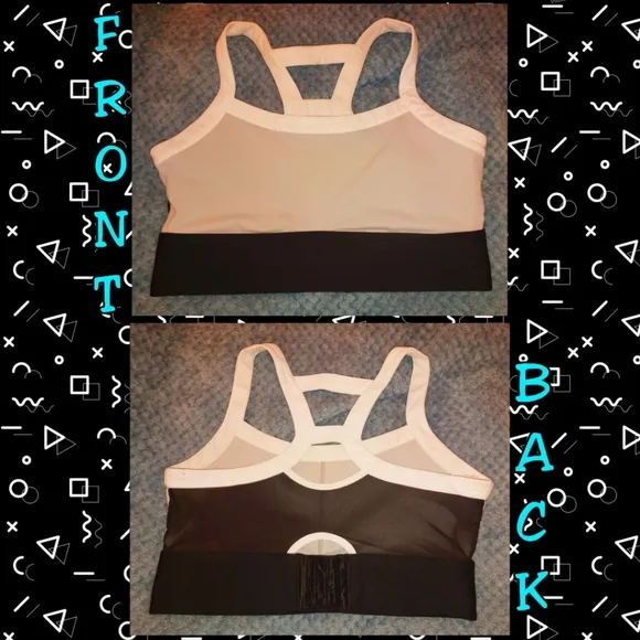 2Pc Bundle Fabletics Robyn Gray &amp; Teal Colorblock High Support Sports Bras Lrg