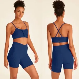 Alala Terry Bike Shorts and Bow Tie Sports Bra Matching Set