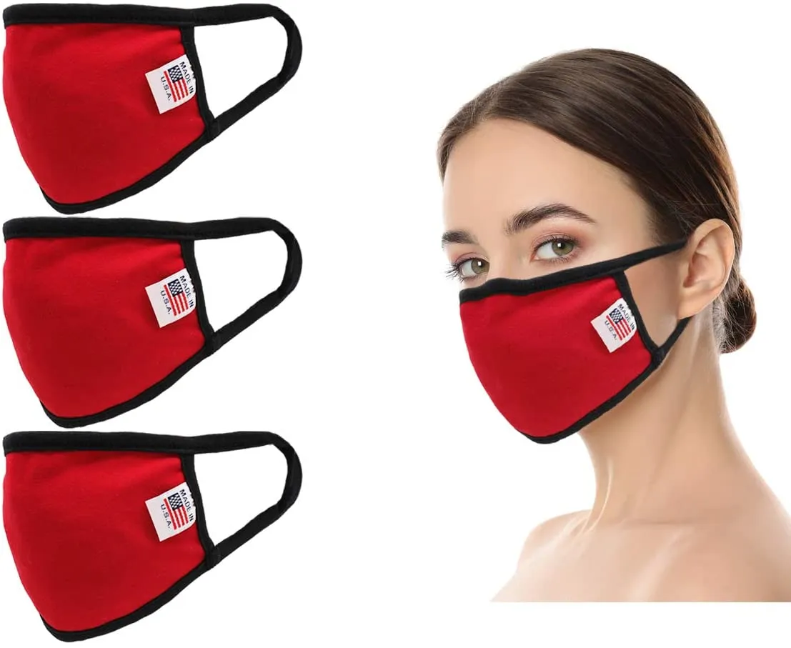 Amba7 Reusable Breathable Cloth Face Mask MADE IN USA - Machine Washable, Non-Surgical Double Layer Anti-Dust Protection, Unisex - For Home, Office, Camping - 3 Pack In Stock