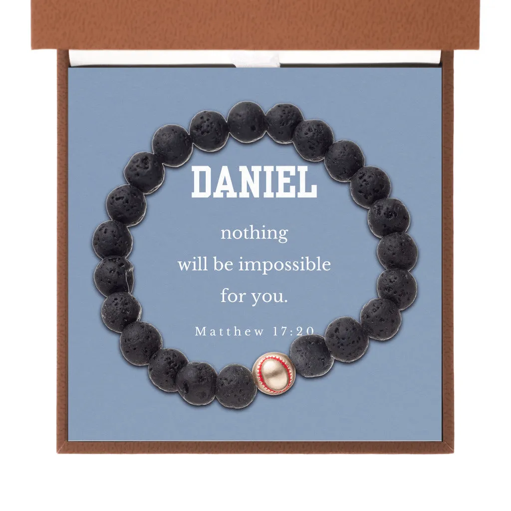 Baseball Charm Bead Bracelet