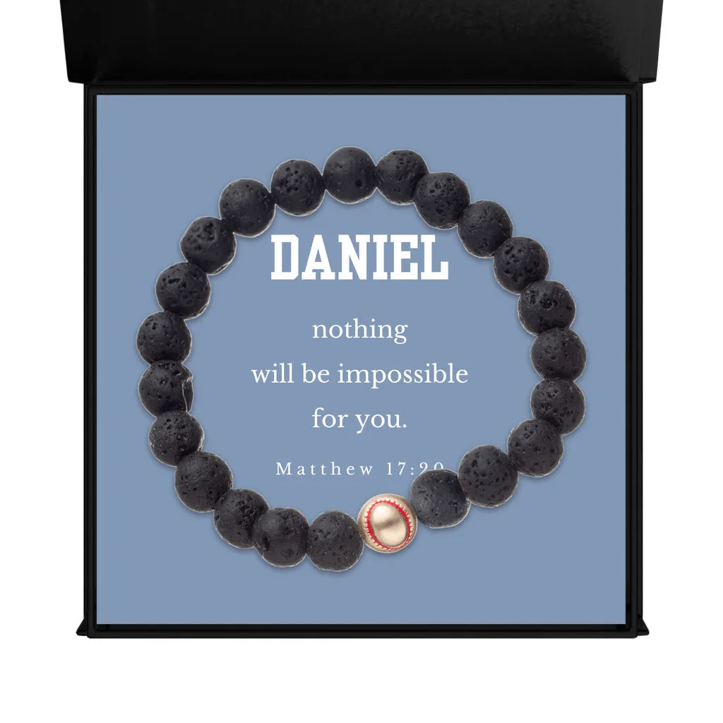 Baseball Charm Bead Bracelet