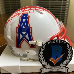 Billy "White Shoes" Johnson Signed Houston Oilers Mini Helmet Beckett Texans