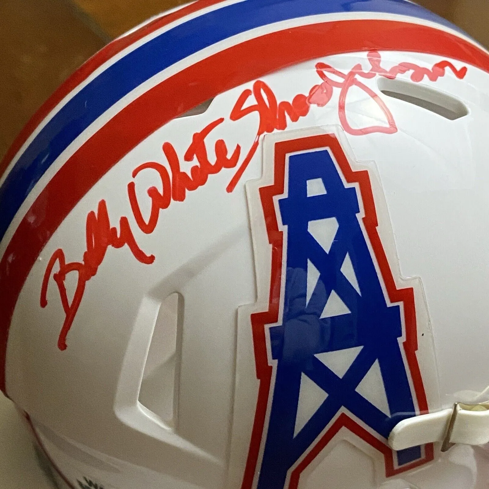 Billy "White Shoes" Johnson Signed Houston Oilers Mini Helmet Beckett Texans