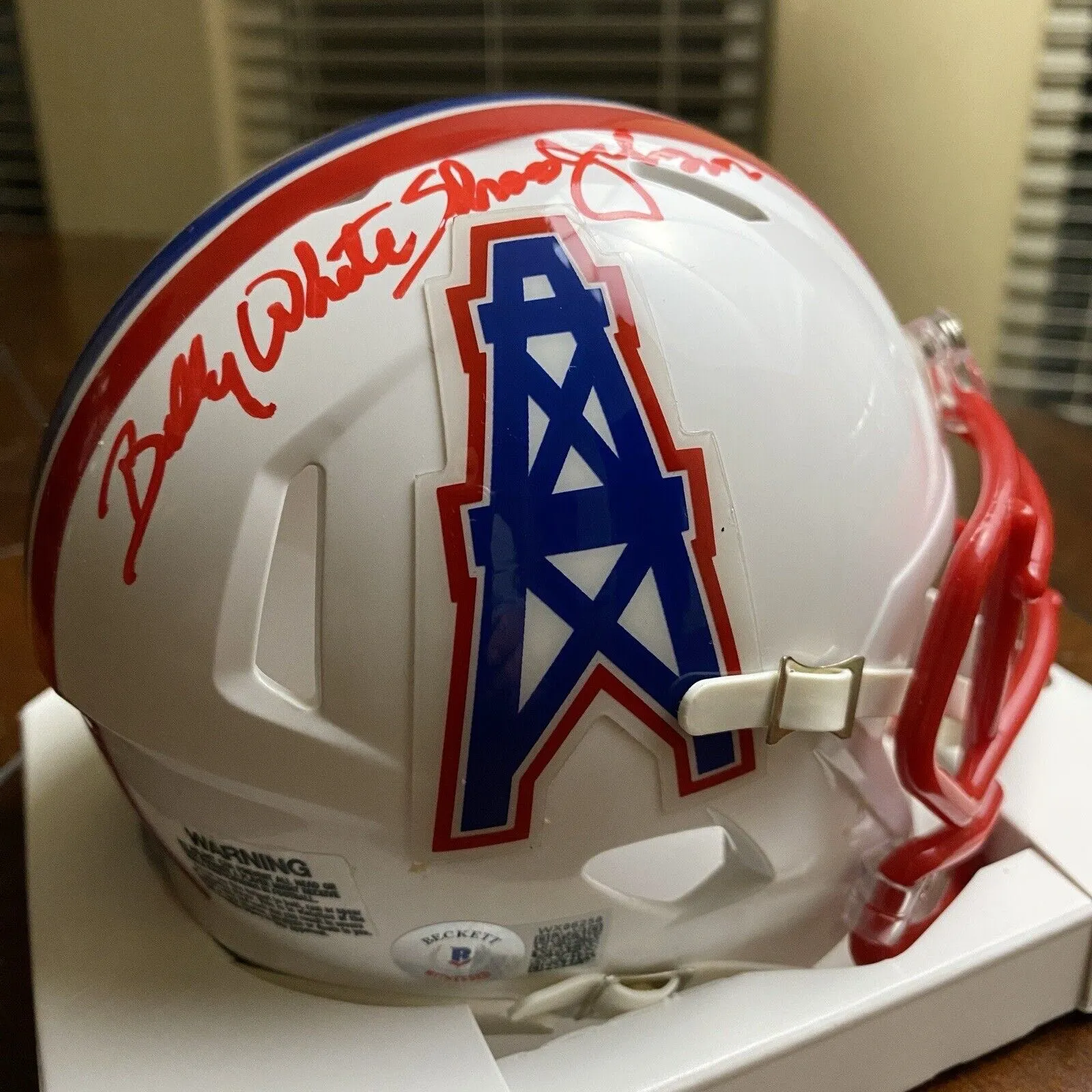 Billy "White Shoes" Johnson Signed Houston Oilers Mini Helmet Beckett Texans