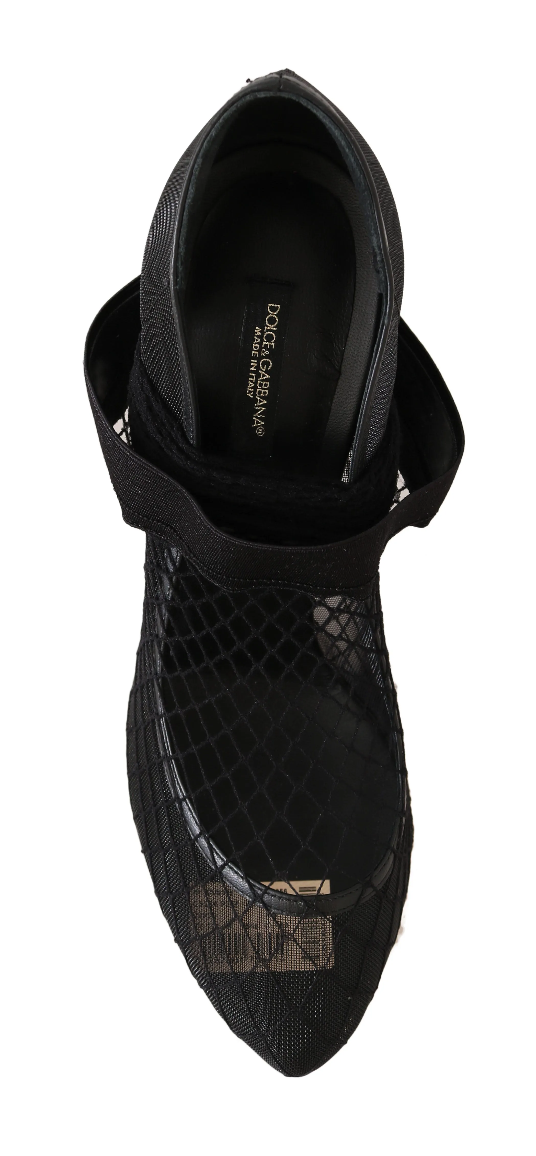 Black Netted Sock Heels Pumps