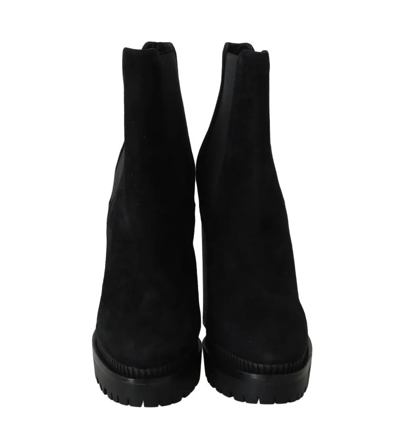 Black Suede Heels Chelsea Boots