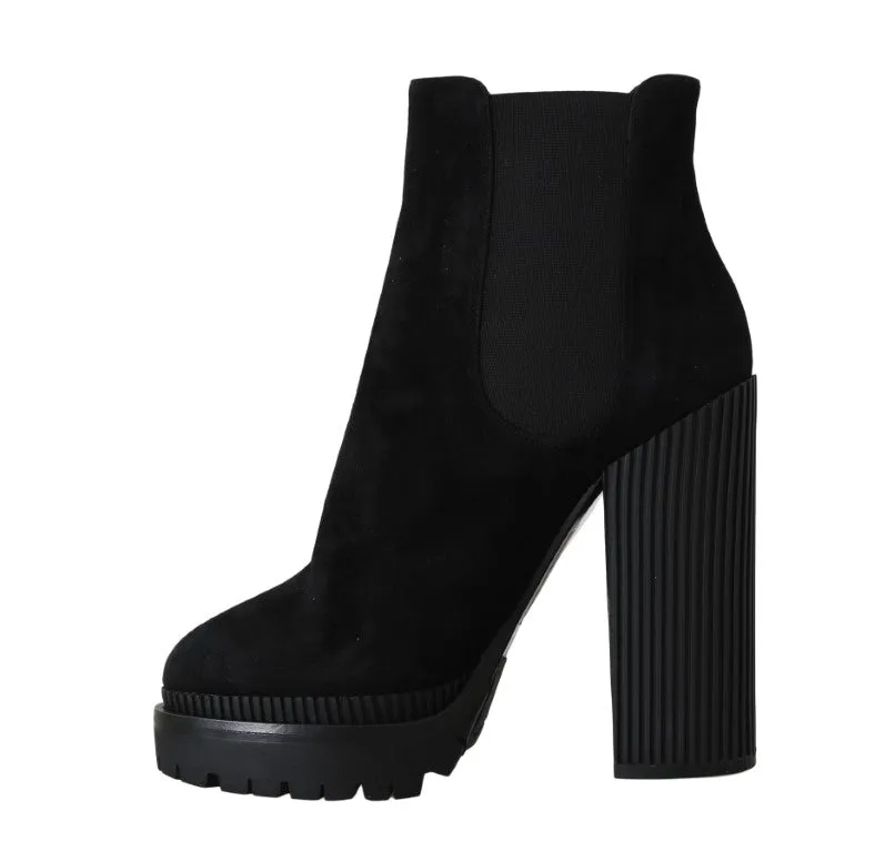 Black Suede Heels Chelsea Boots