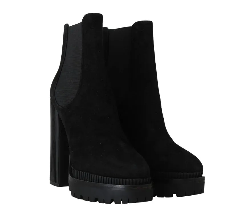 Black Suede Heels Chelsea Boots