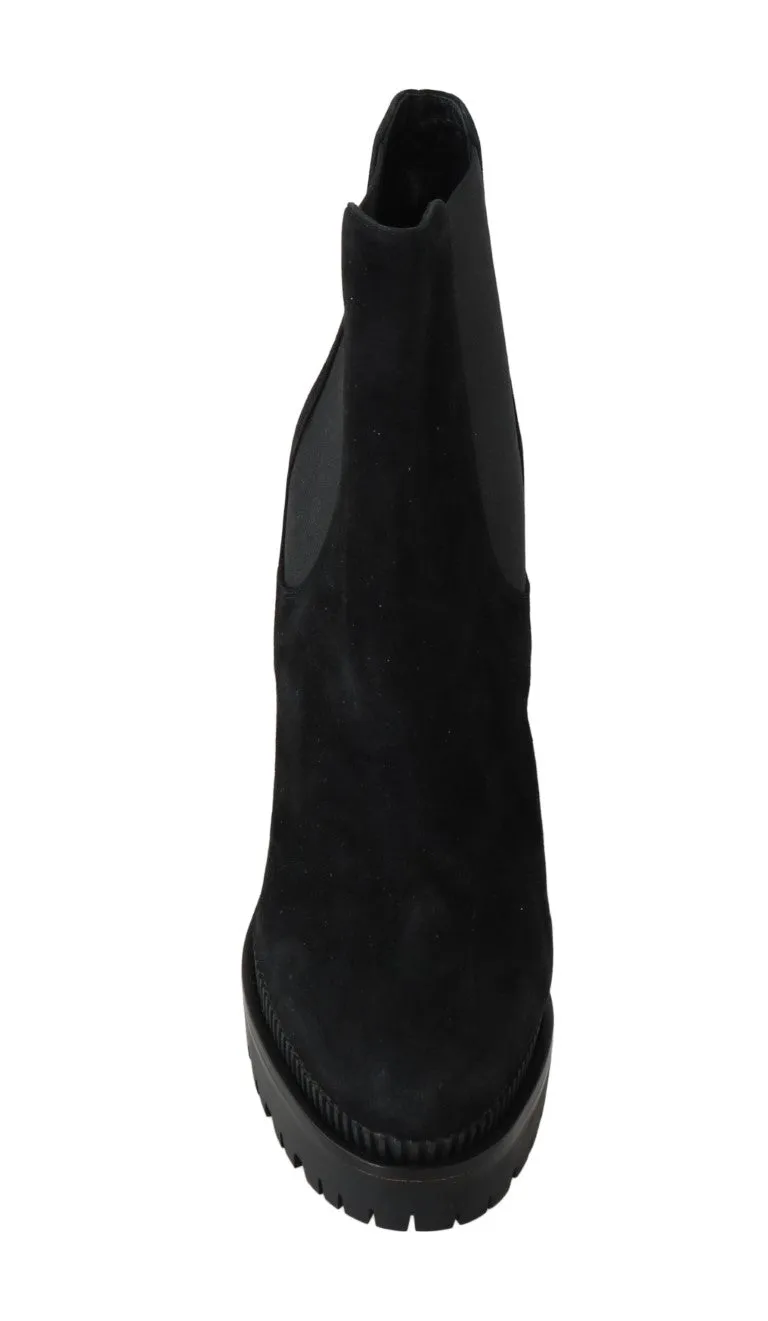 Black Suede Heels Chelsea Boots