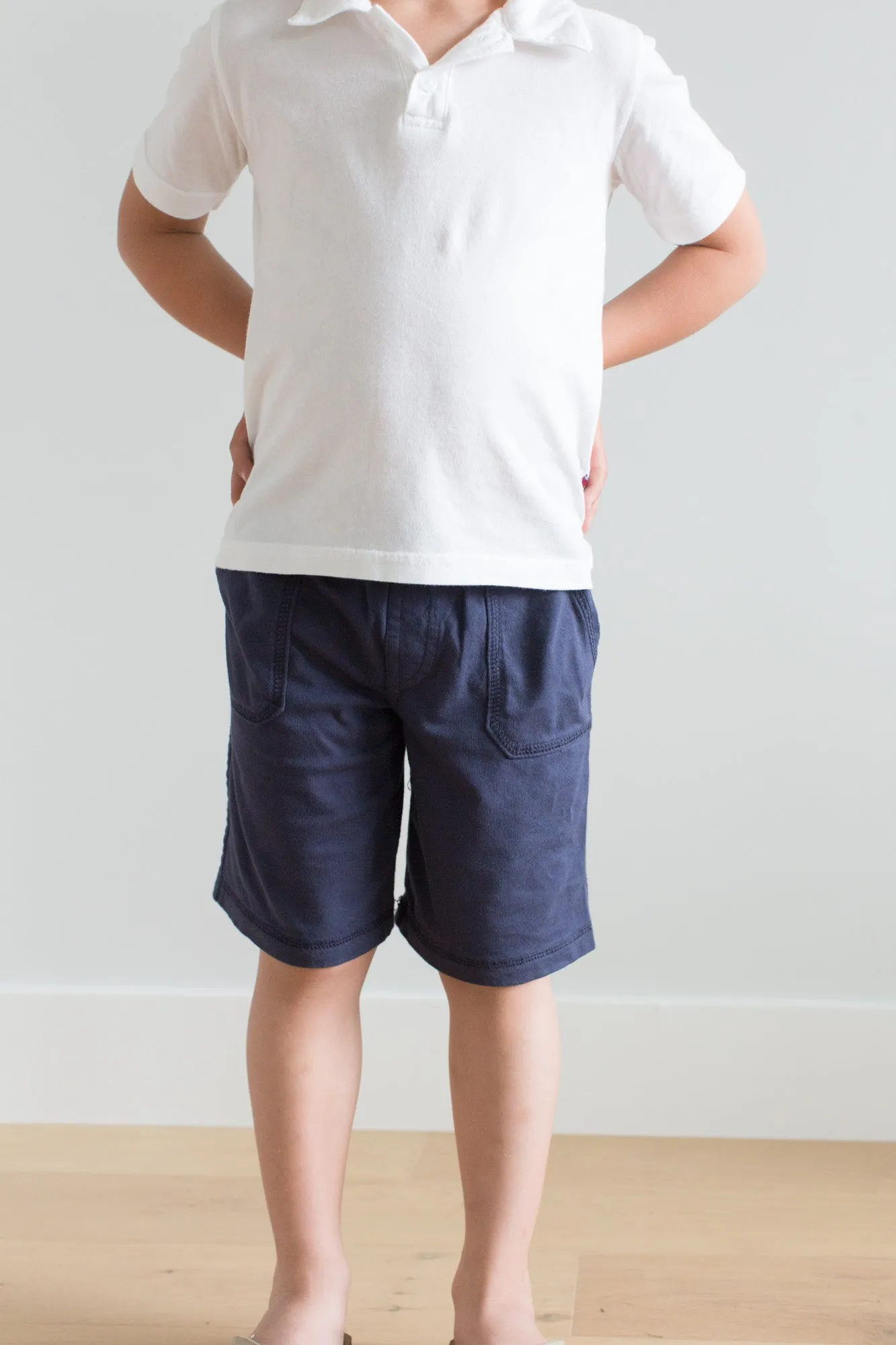 Boys Soft Cotton UPF 50  3 -Pocket Jersey Shorts | Dark Navy