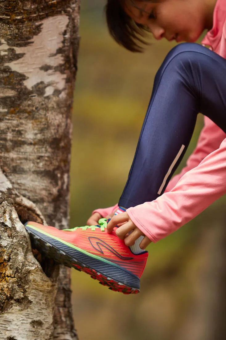 BREATHABLE KIDS' RUNNING TIGHTS - KIPRUN DRY - NAVY BLUE