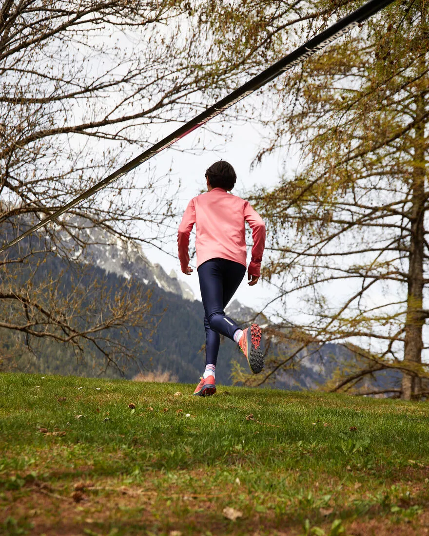 BREATHABLE KIDS' RUNNING TIGHTS - KIPRUN DRY - NAVY BLUE