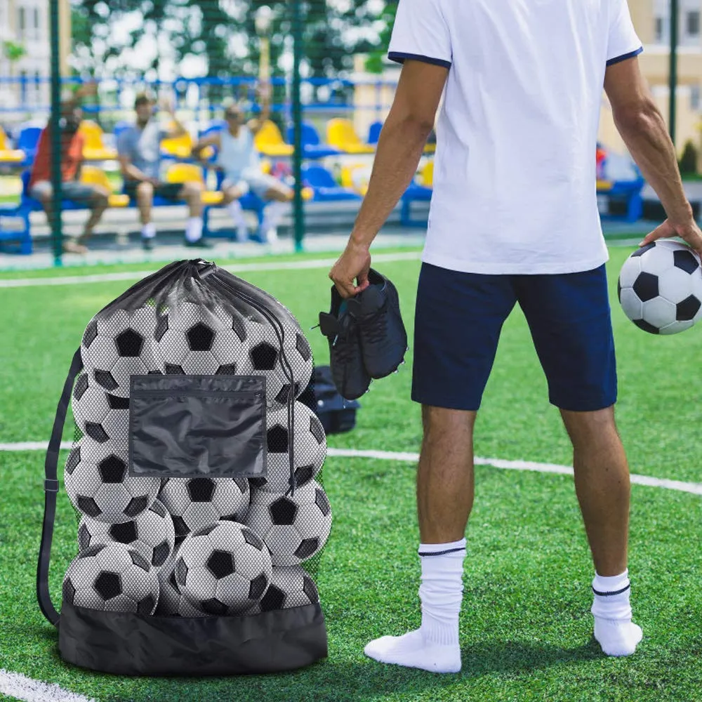 BROTOU Large Drawstring Mesh Sports Ball Bag with Shoulder Strap for SoccerBall Basketball, Volleyball