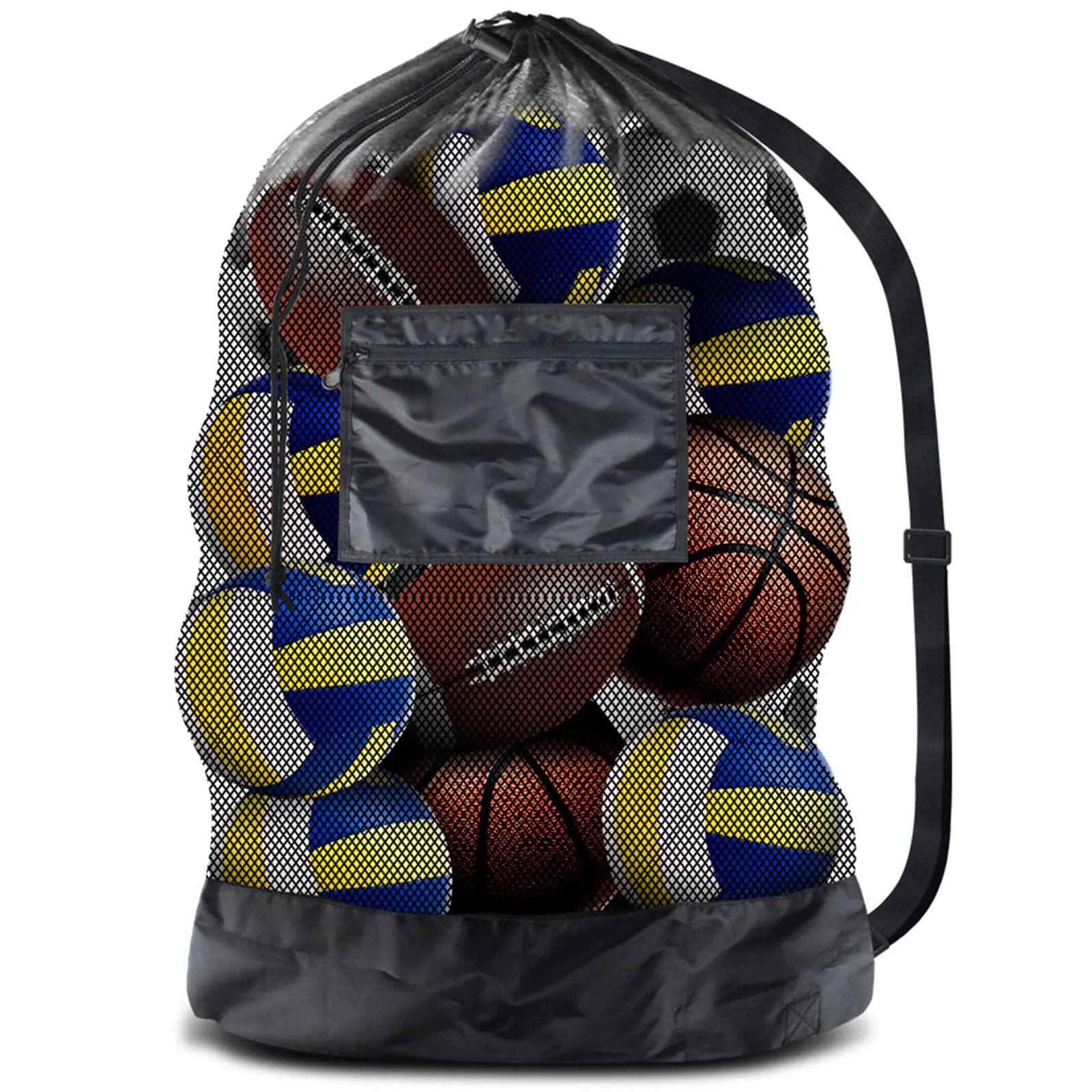 BROTOU Large Drawstring Mesh Sports Ball Bag with Shoulder Strap for SoccerBall Basketball, Volleyball