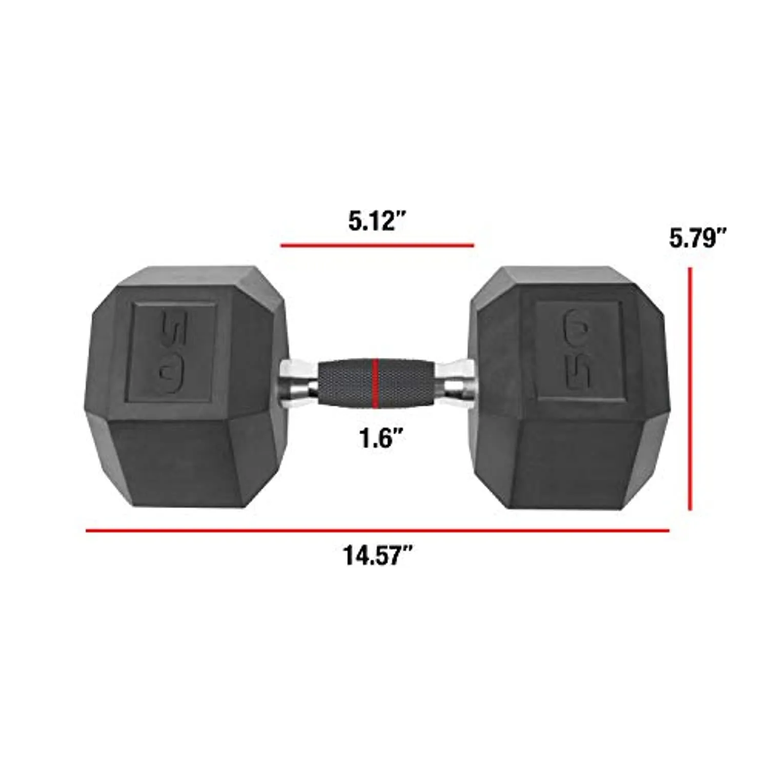 CAP Barbell Coated Dumbbell Weights with Padded Grip, 50-Pound