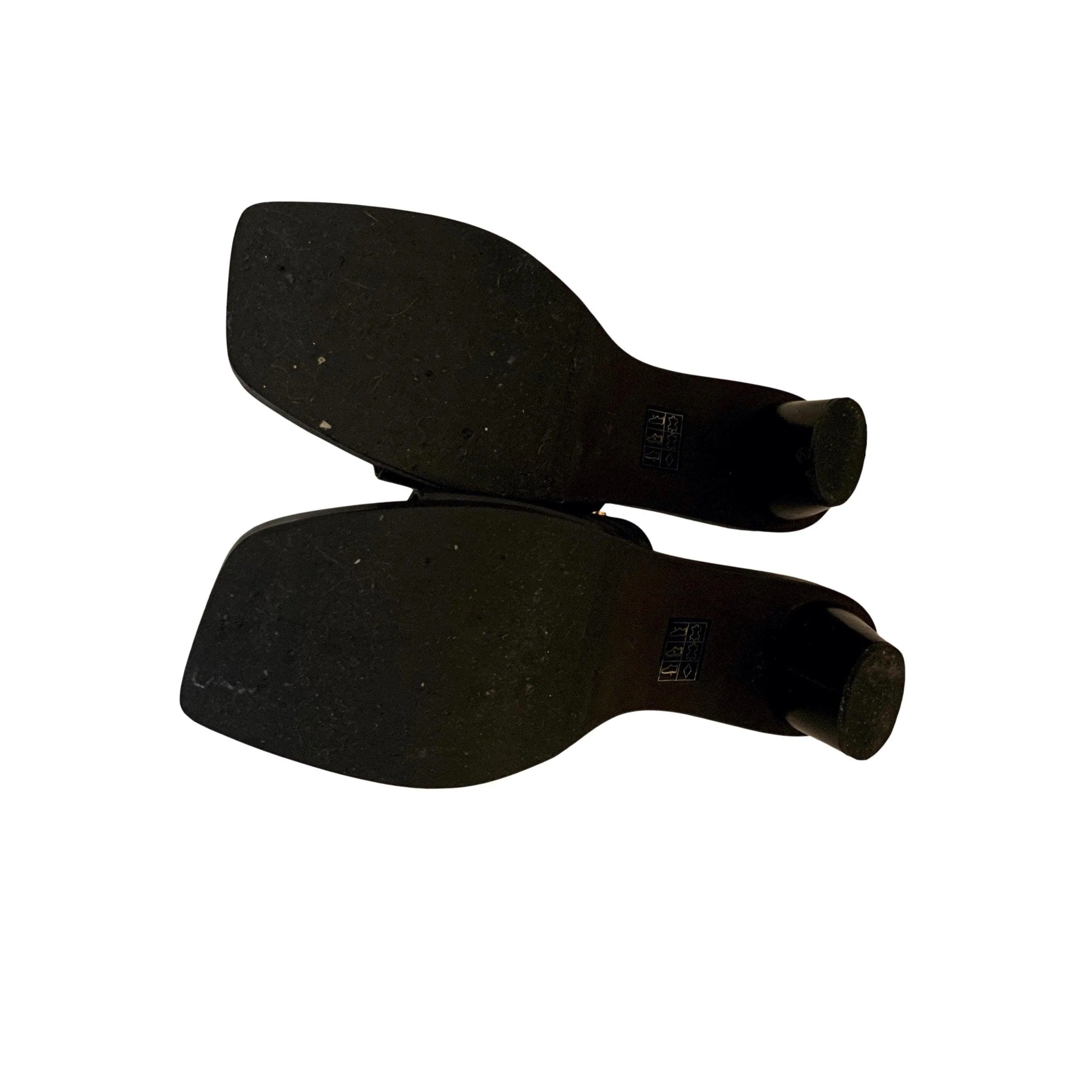Chanel Black Logo Chunky Heel