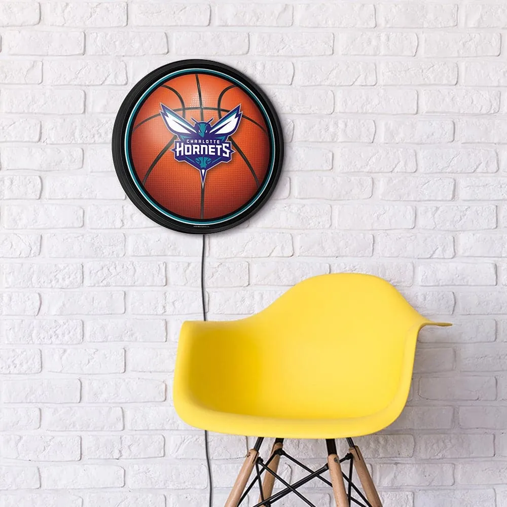 Charlotte Hornets: Basketball - Round Slimline Lighted Wall Sign