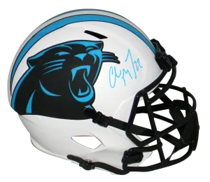 CHRISTIAN McCAFFREY SIGNED CAROLINA PANTHERS LUNAR FULL SIZE HELMET BECKETT