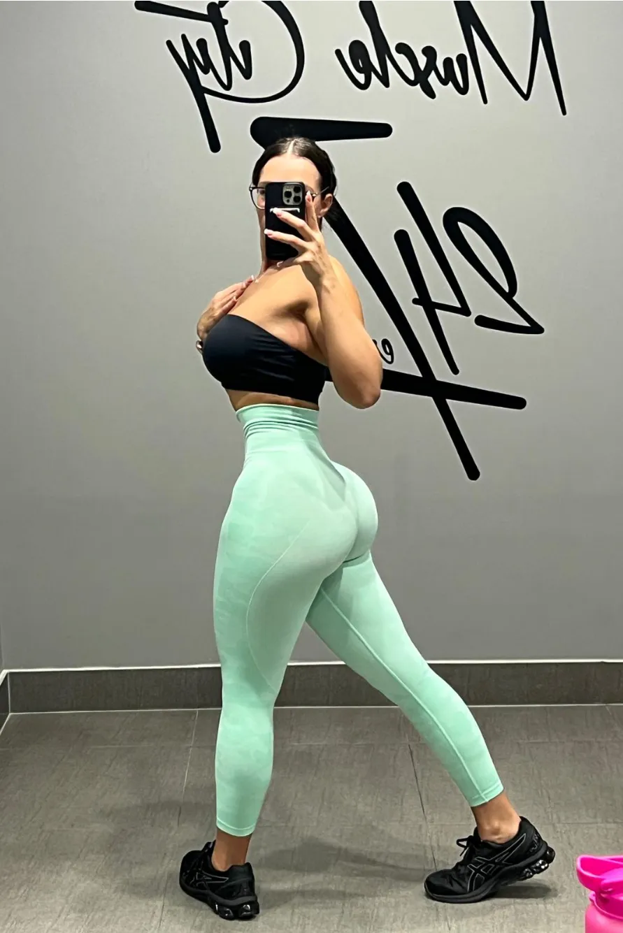 Coco Camo Scrunch Bum Leggings Mint
