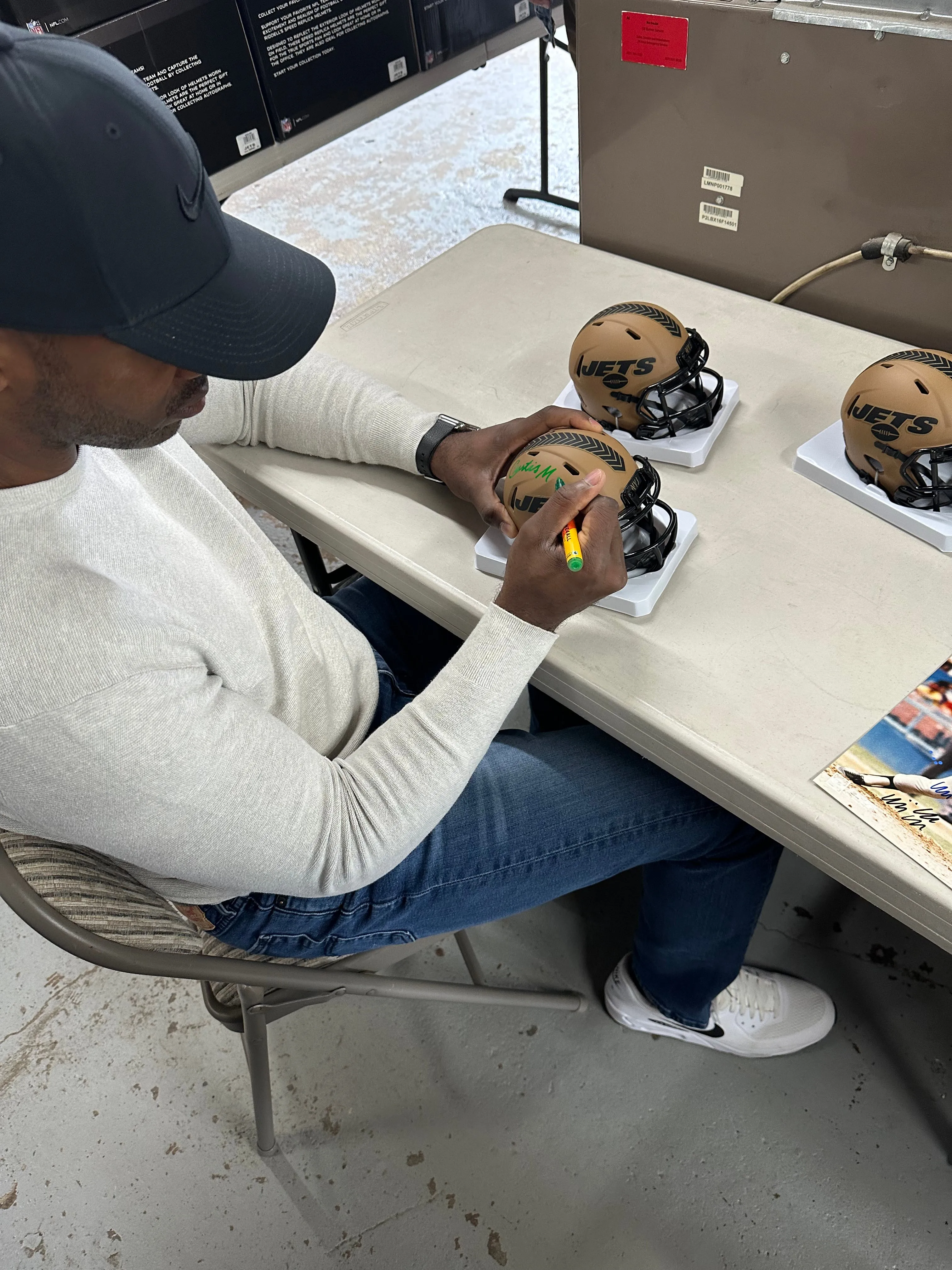 Curtis Martin Autographed NY Jets 2023 Salute to Service Mini Helmet (PSA)