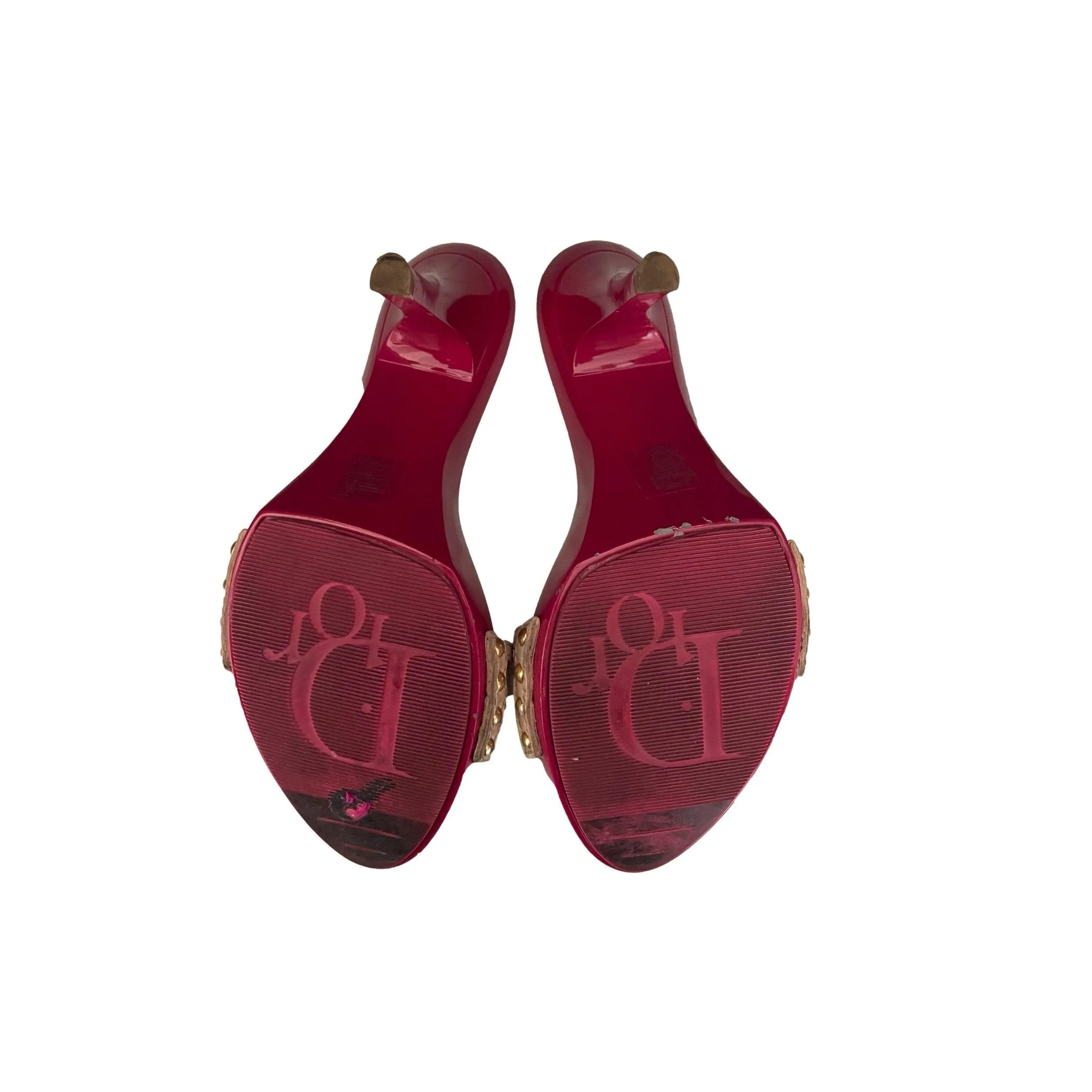 Dior Pink Cheetah Logo Charm Heels