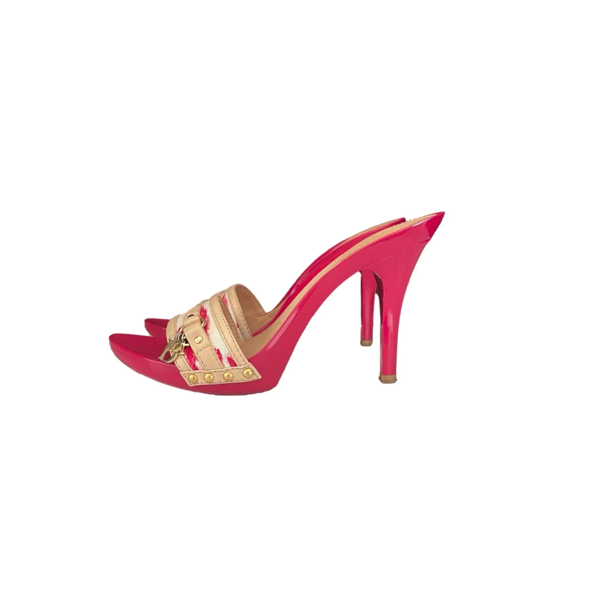Dior Pink Cheetah Logo Charm Heels