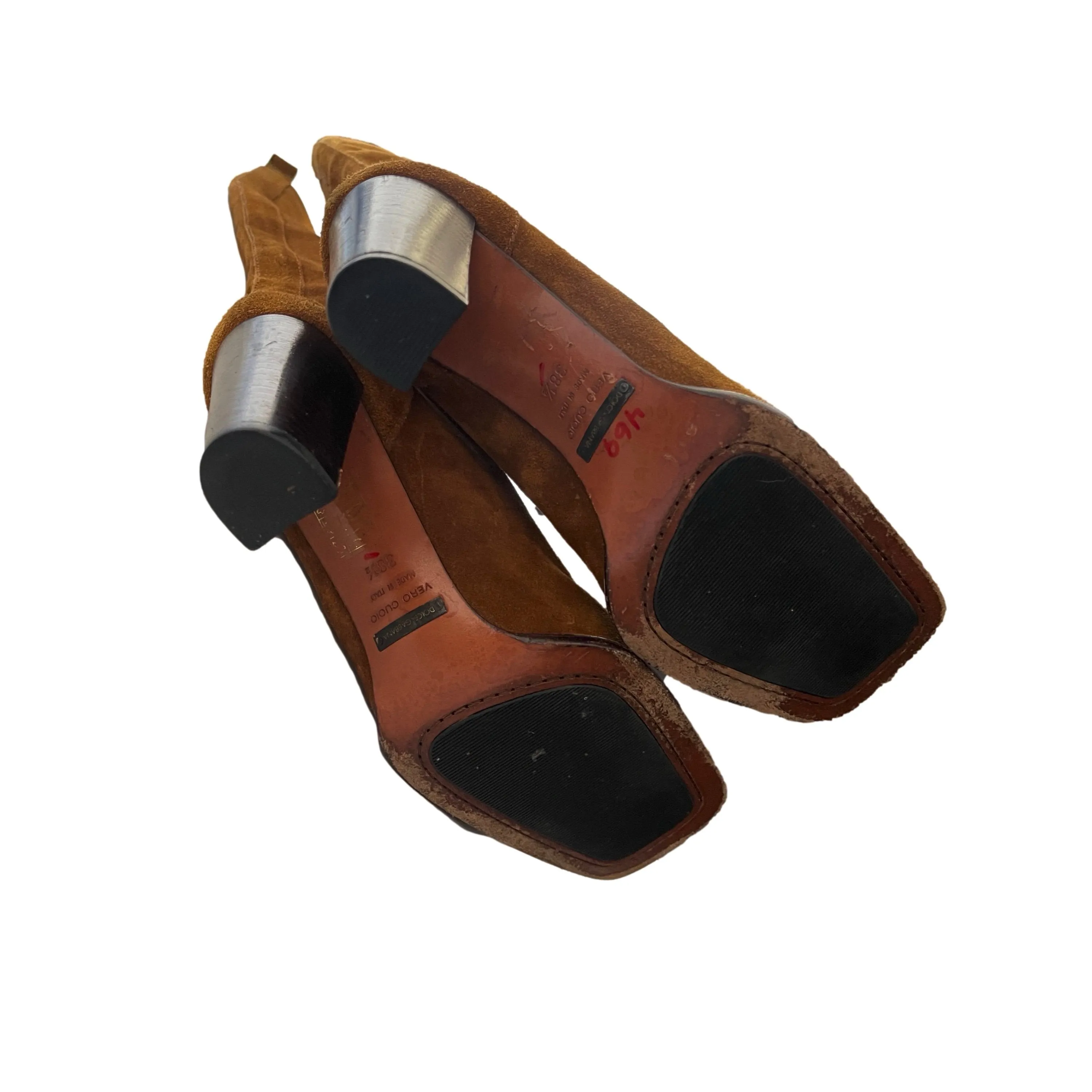 Dolce & Gabbana Camel Butterfly Suede Knee Boots