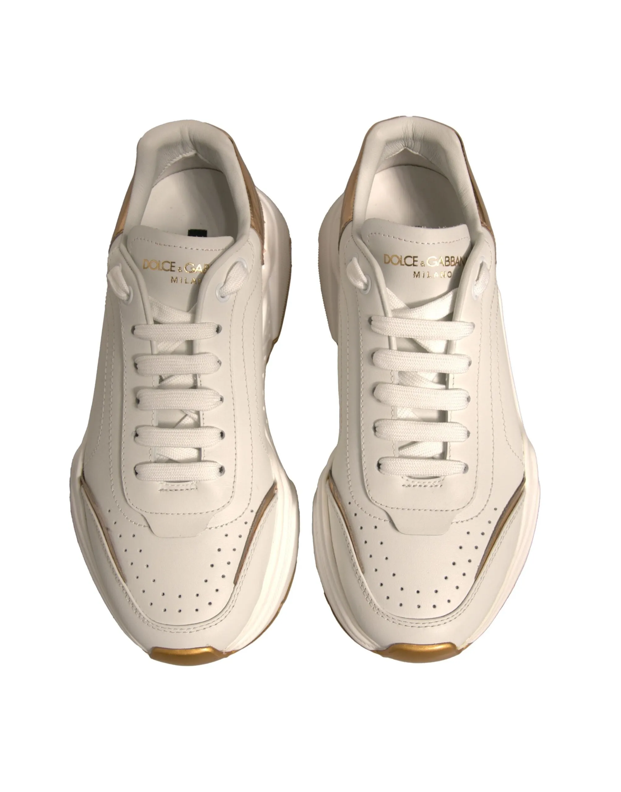 Dolce&Gabbana DAYMASTER Women Beige Sneakers Leather Wedge Trainer Shoes EUR 41