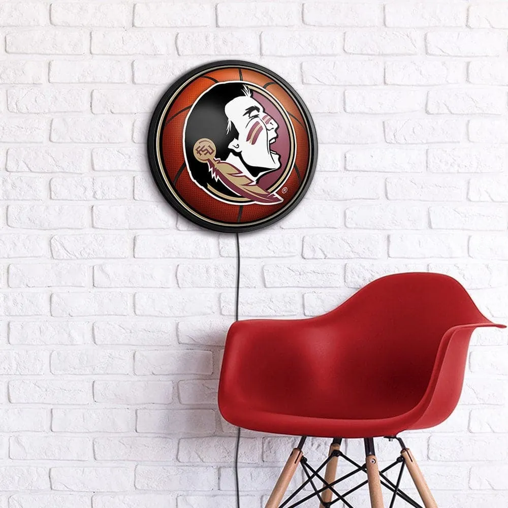 Florida State Seminoles: Basketball - Round Slimline Lighted Wall Sign