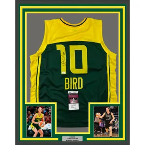 Framed Autographed/Signed Sue Bird 33x42 Seattle Green Basketball Jersey JSA COA