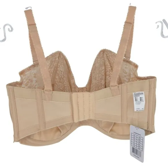 Goddess Underwired Strapless Bra Sand Supportive Convertible NWT