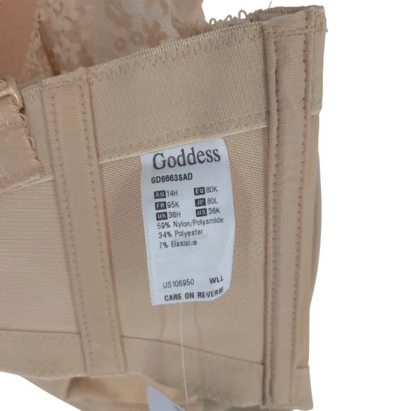 Goddess Underwired Strapless Bra Sand Supportive Convertible NWT