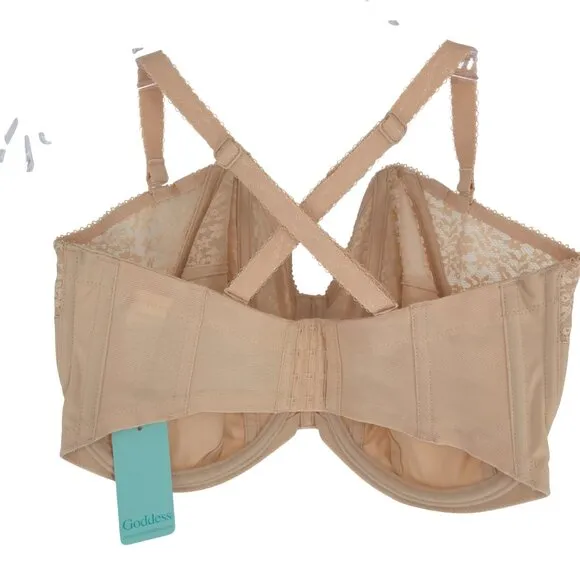 Goddess Underwired Strapless Bra Sand Supportive Convertible NWT