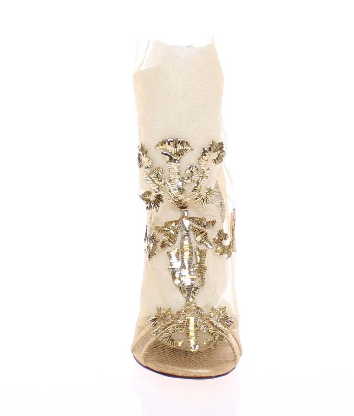 Gold Baroque Leather Pumps Booties Shoes