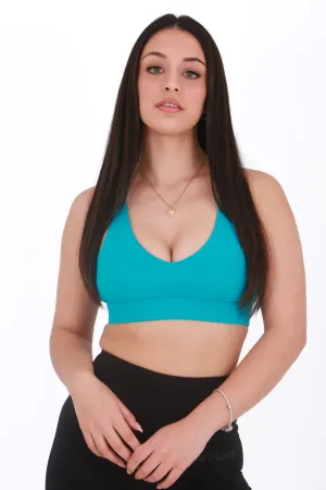 Gym bunny Luna Cross back bra top- Blue