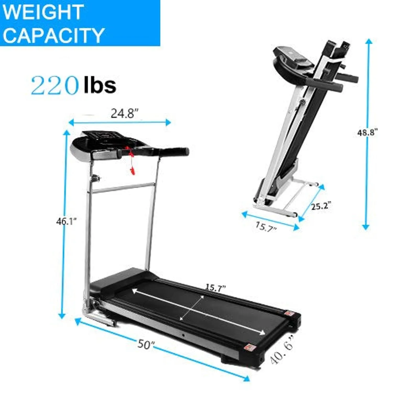 Home Foldable Treadmill, Folding Treadmill for Home Workout, Electric Walking Treadmill Machine 5" LCD Screen 250 LB Capacity MP3