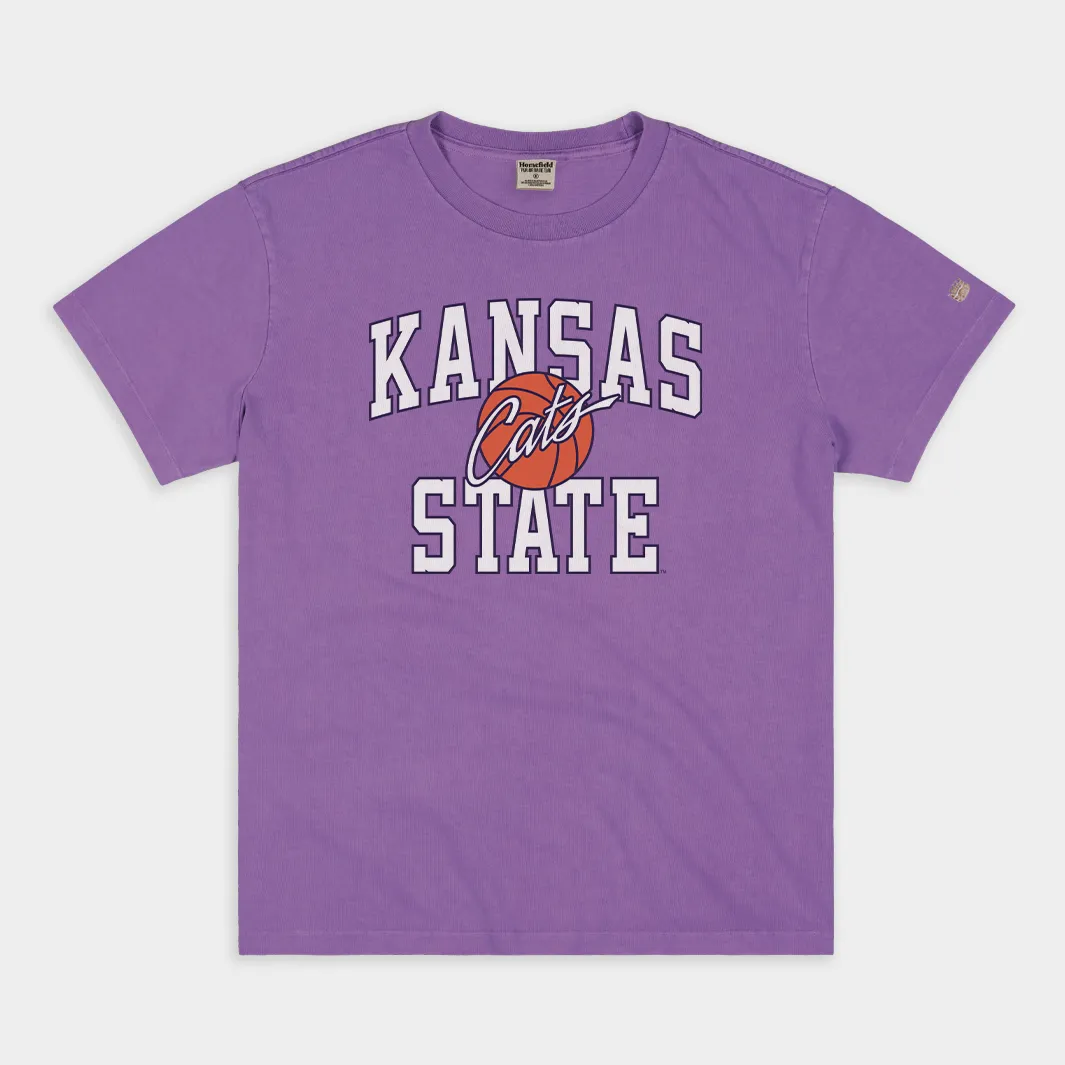 Kansas State Basketball Vintage Script "Cats" Tee