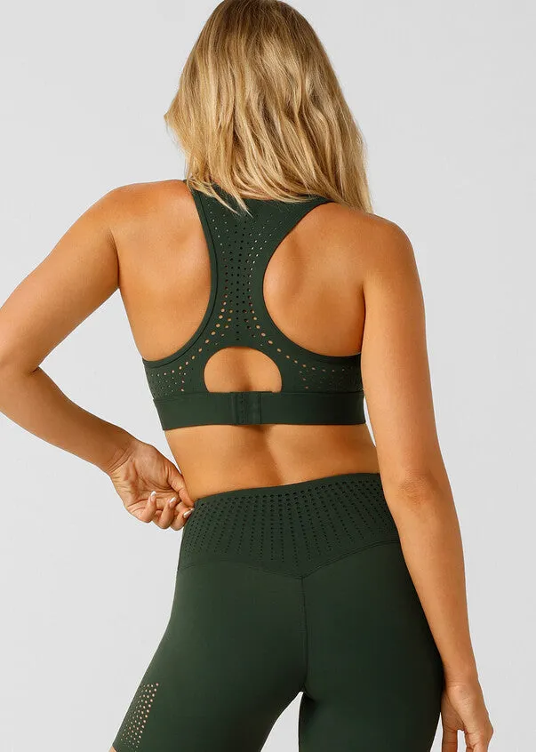 Lorna Jane Aero Fit High Support Sports Bra - Fig Green