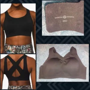 Lululemon Athletica brand Black Enlite Cross-Back Sports Bra Sz 38D