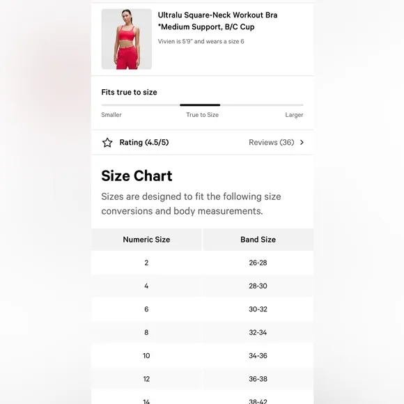 Lululemon Ultralu Square-Neck Workout Bra B/C Cup Red Glow size 8 NWT