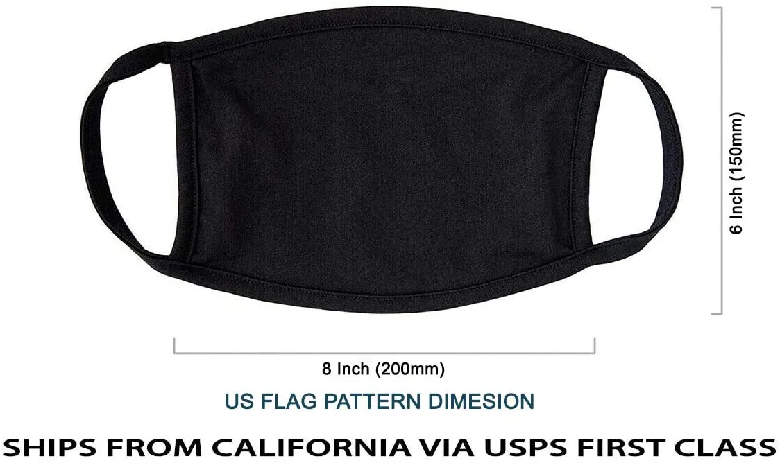 MADE IN USA (3 Black), 1 US Flag (Made in Guatemala), Washable Reusable Anti-dust Cloth Face Mask Protection Double Layer Covering (IN STOCK 2-5 DAYS DELIVERY) - 4 Pack