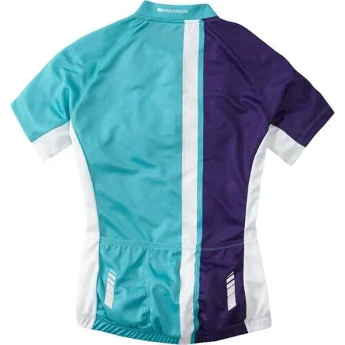 Madison Tour Women's Short Sleeve Jersey - Size 8 - Aqua Blue / Deep Purple