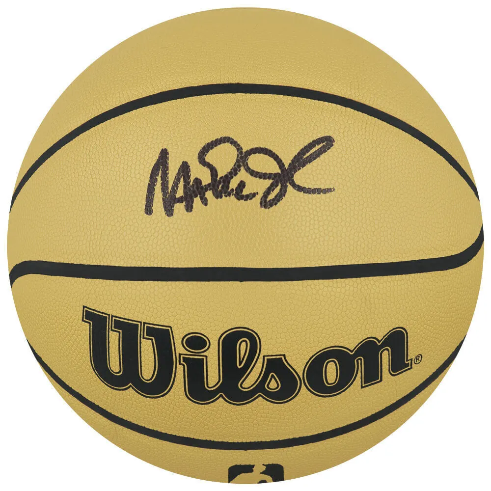 Magic Johnson Signed Wilson Gold Basketball (LOS ANGELES LAKERS) (SCHWARTZ COA)