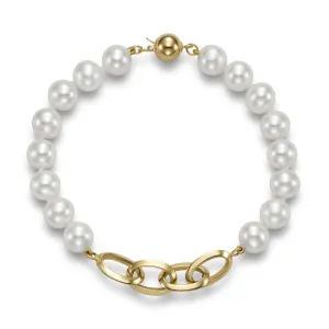 Mastoloni 7" 7.5-8mm Freshwater Cultured Pearl "Link" Bracelet in 14K Yellow Gold