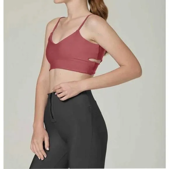 NEW 925 FIT cherry on top criss cross sports bra in mauve-s pink