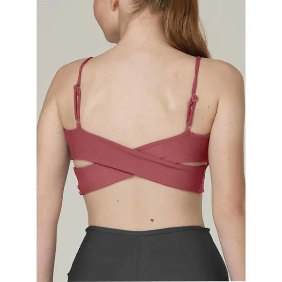 NEW 925 FIT cherry on top criss cross sports bra in mauve-s pink