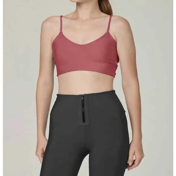 NEW 925 FIT cherry on top criss cross sports bra in mauve-s pink