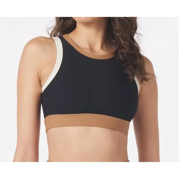 NEW GLYDER socialite contrast bra in black/oatmilk/almond